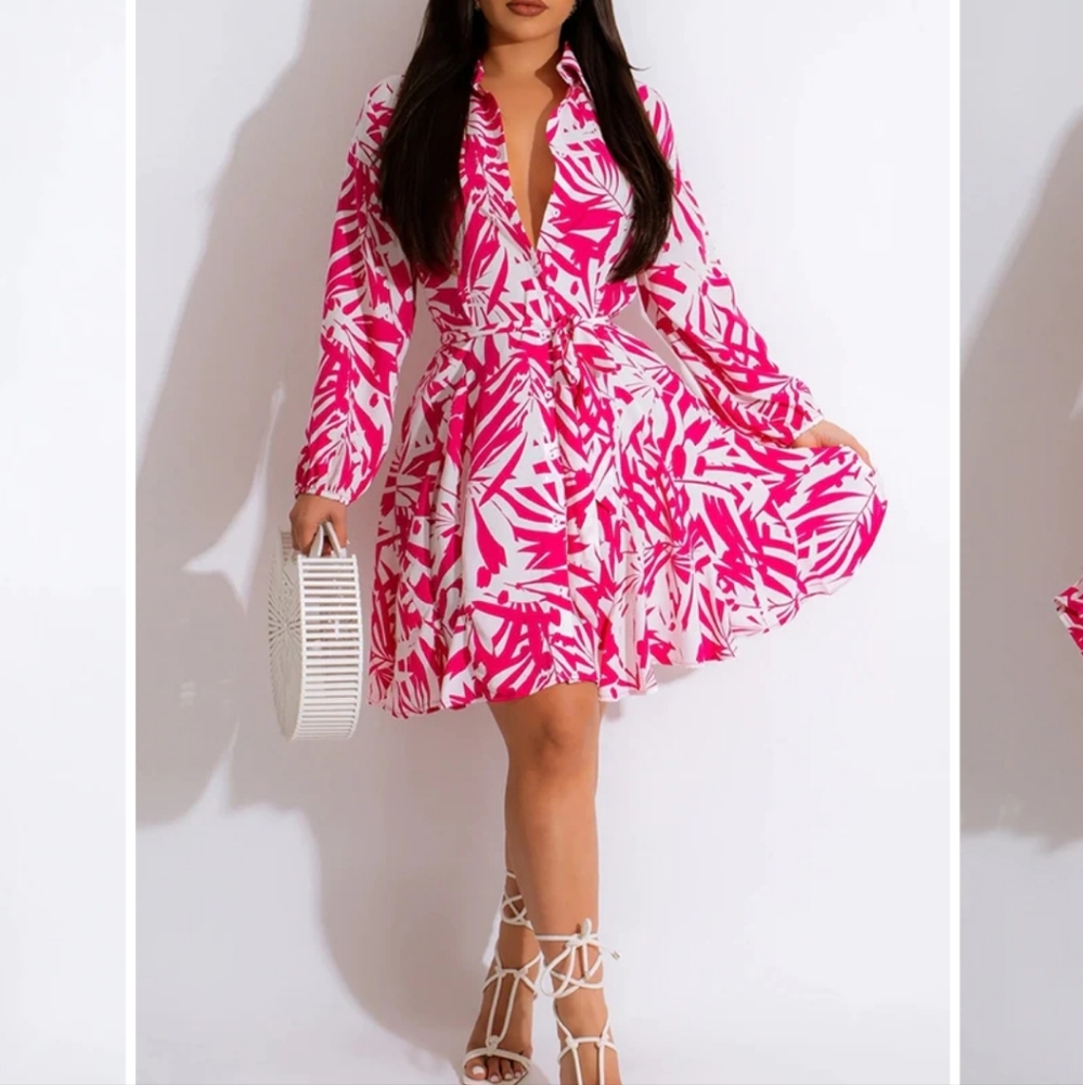 Pink and white dress size XL